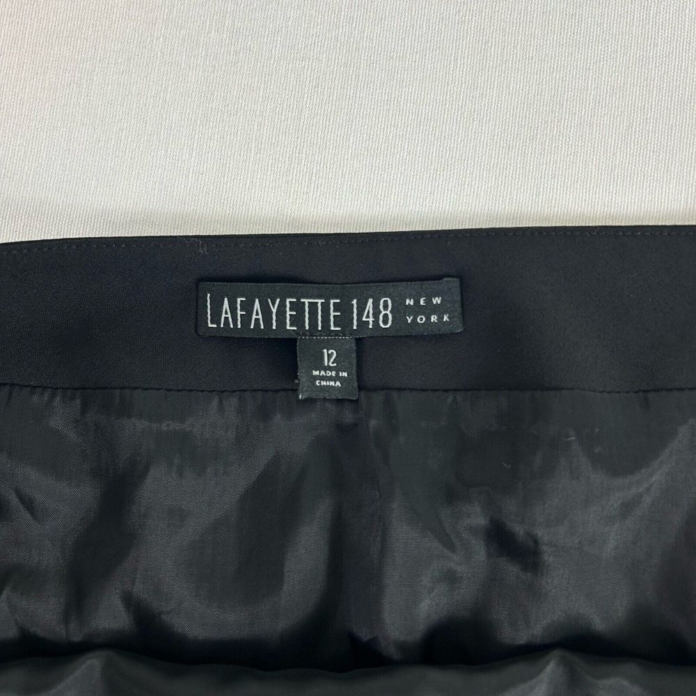 LAFAYETTE 148 New York $298 Black‎ Virgin Wool Classic Pencil Skirt Size 12 EUC - Picture 7 of 12